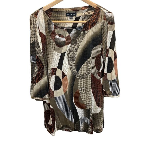 Tribal Geometric Artsy Design Pullover Sheath Tunic Dress Sz L - Picture 1 of 10